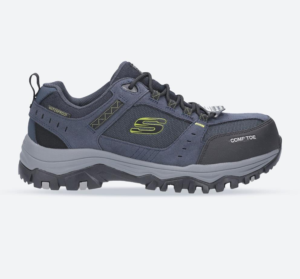 Men's Wide Fit Safety Skechers 77183EC Greetah Lace Up Hiker Composite Toe Trainers in Navy/Black - Image 1