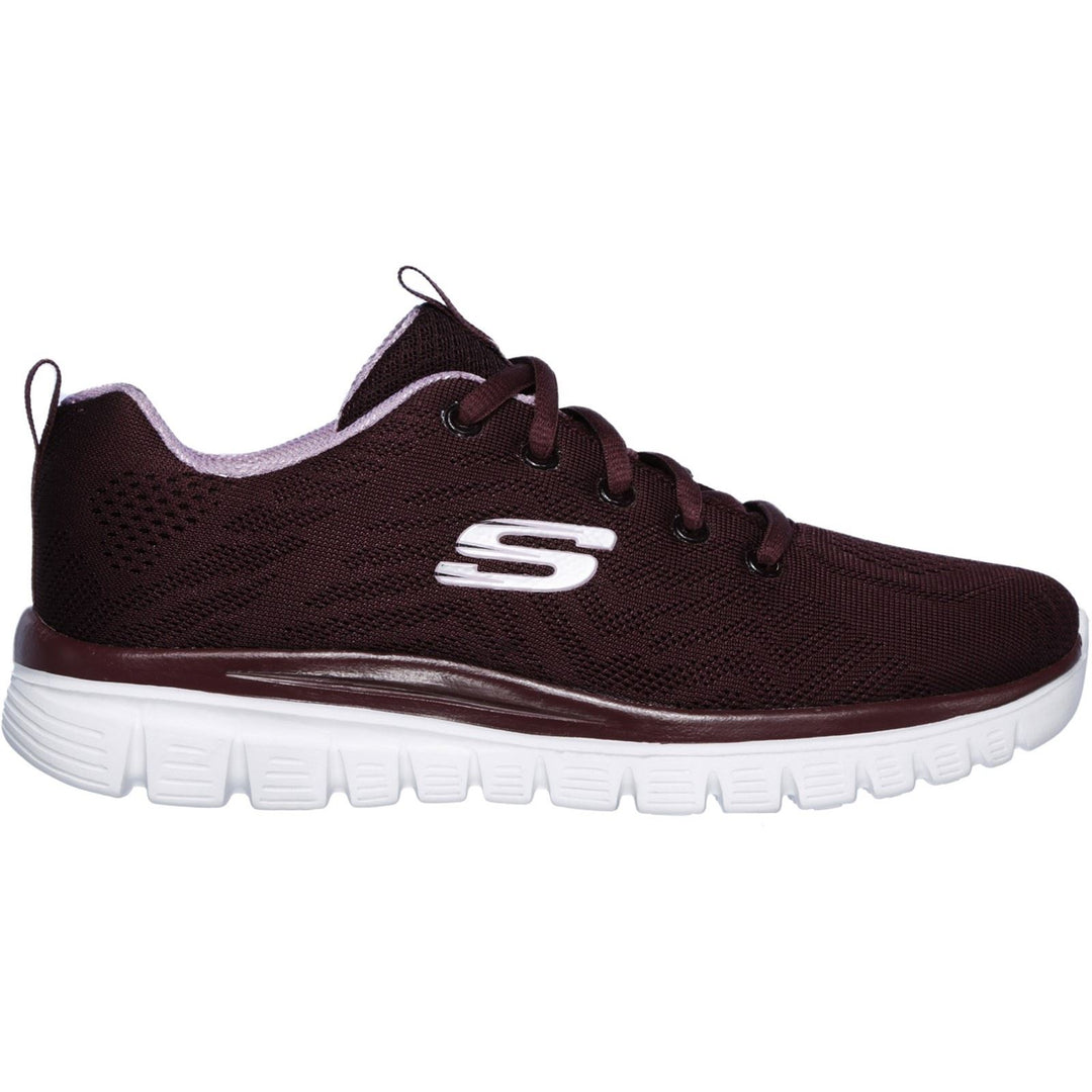 Women's Wide Fit Skechers 12615 Graceful Get Connected Sports Trainers - Wine in Wine - Image 2
