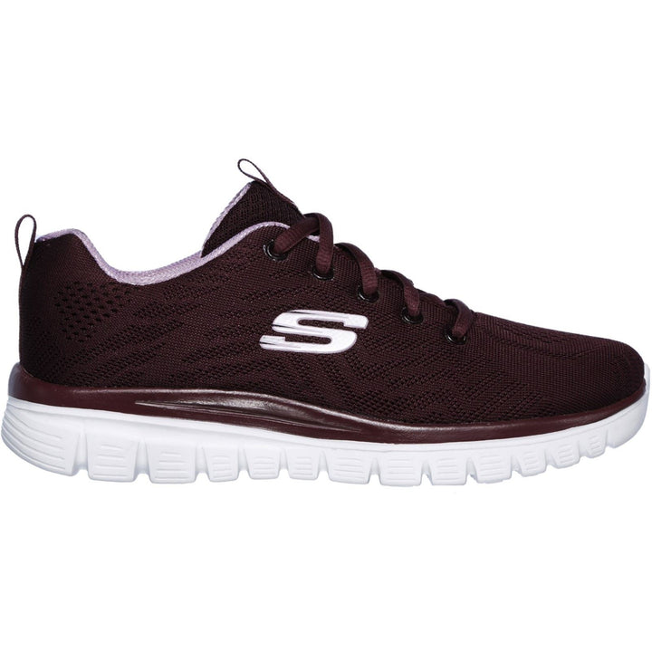 Women's Wide Fit Skechers 12615 Graceful Get Connected Sports Trainers - Wine in Wine - Image 1