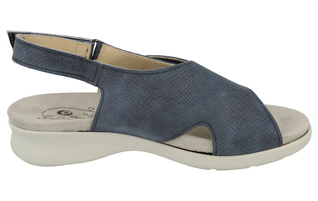 Womens Wide Fit DB Island Sandals in Cream Snake Print - Image 3