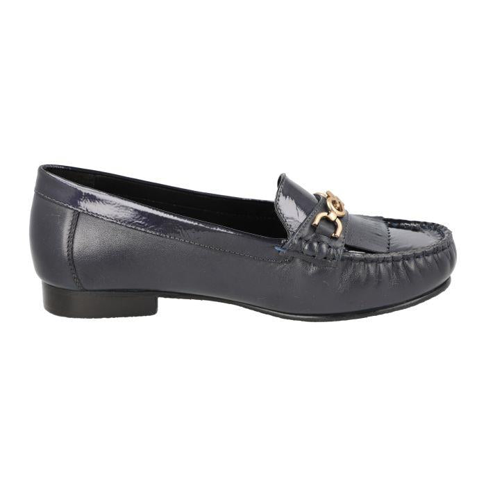 Women's Wide Fit DB Mustang Shoes in Black Leather / Patent - Image 1