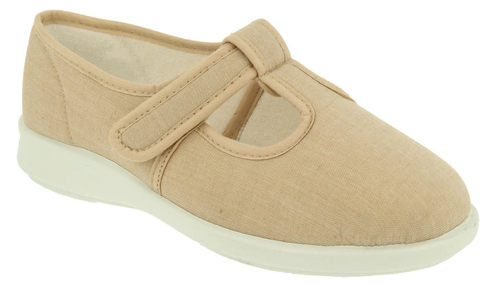Womens Wide Fit DB Scroll Canvas Shoes in Denim Blue - Image 1