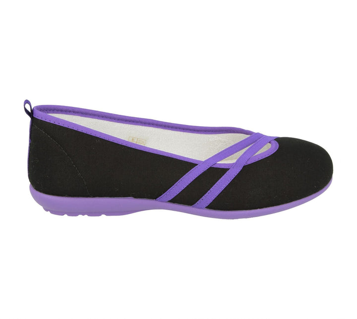 Womens Wide Fit DB Sunflower Canvas in Black/Purple - Image 1