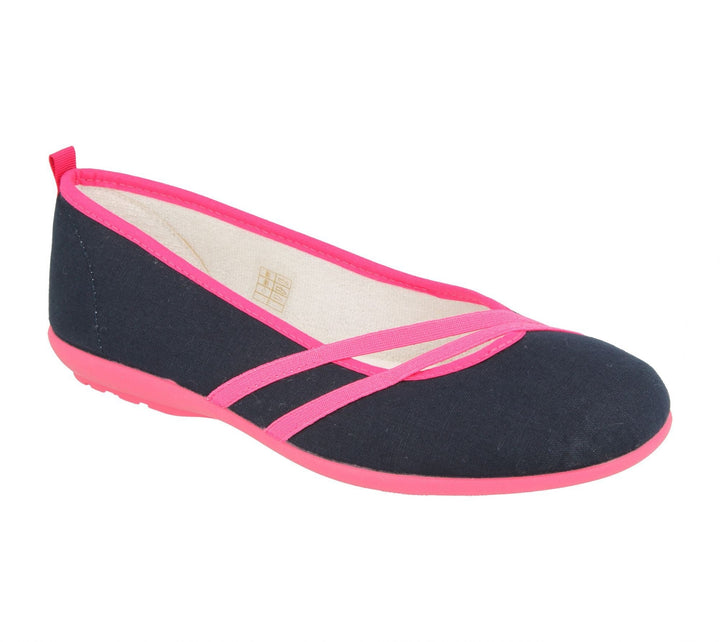 Womens Wide Fit DB Sunflower Canvas in Black/Purple - Image 1