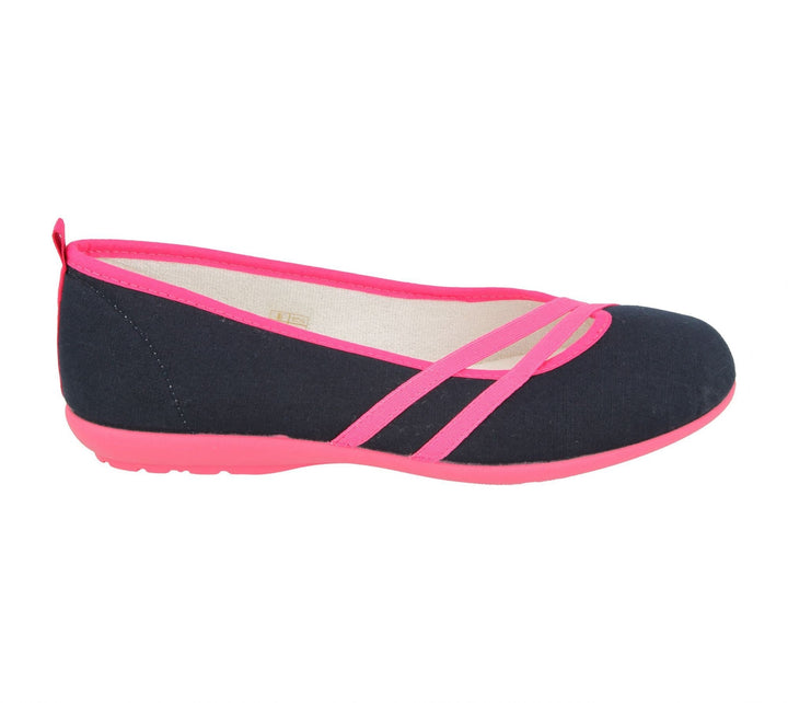 Womens Wide Fit DB Sunflower Canvas in Black/Purple - Image 1