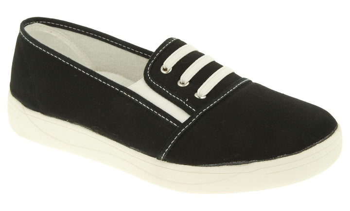 Womens Wide Fit DB Coup Canvas in Navy - Image 1