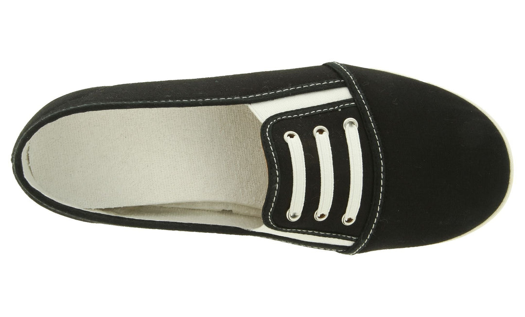 Womens Wide Fit DB Coup Canvas in Navy - Image 9