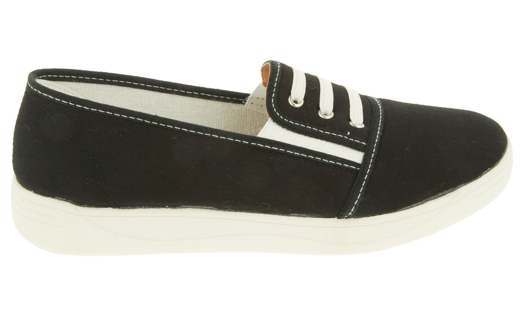 Womens Wide Fit DB Coup Canvas in Navy - Image 7