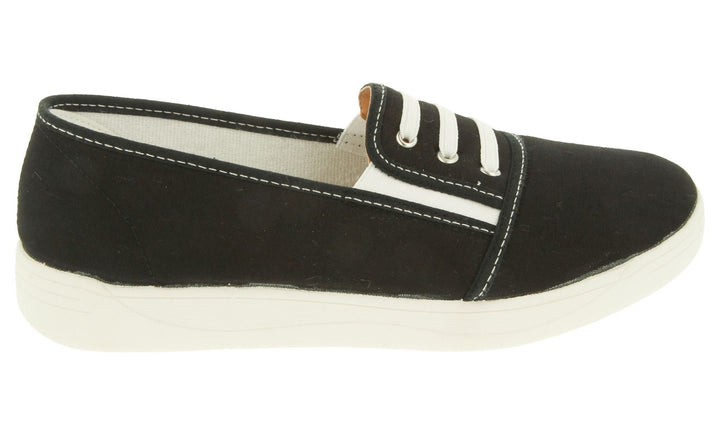 Womens Wide Fit DB Coup Canvas in Navy - Image 1