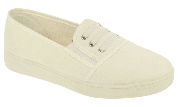 Womens Wide Fit DB Coup Canvas in Navy - Image 1