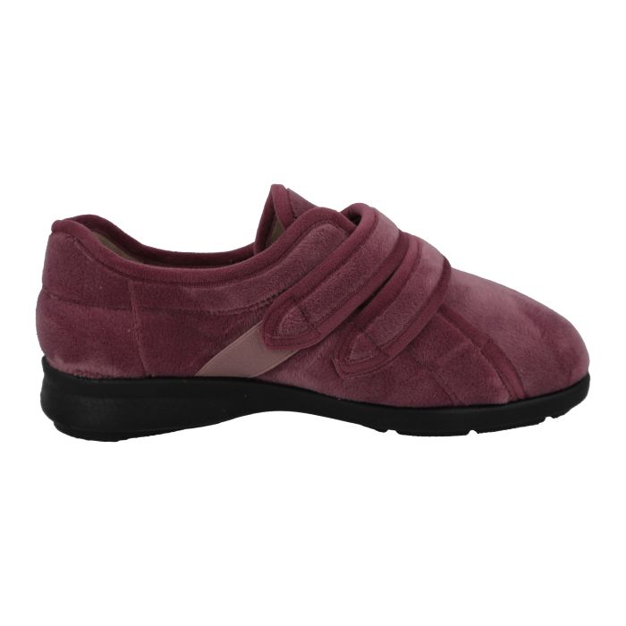 Women's Wide Fit DB Fork Slippers in Black velour - Image 11