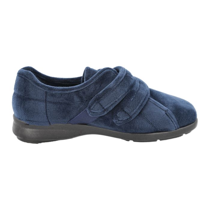 Women's Wide Fit DB Fork Slippers in Black velour - Image 7