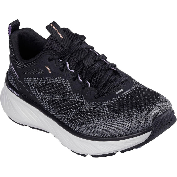 Women's Relaxed Fit Skechers 150471 Edgeride Power Flow Trainers in Black/Lavender - Image 1