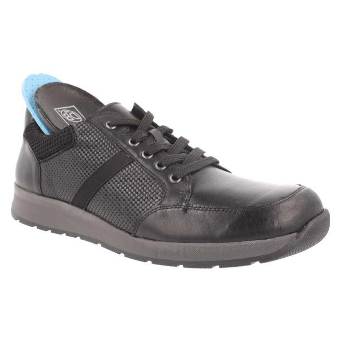 Men's Wide Fit DB Jerome Trainers in Black Leather - Image 6