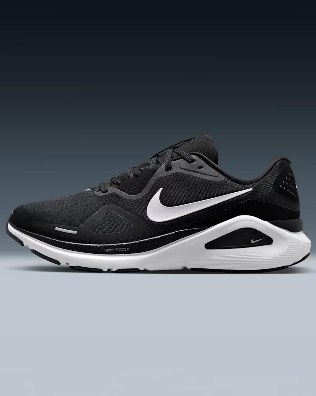Men's Wide Fit Nike HQ2588-001 Structure 26 Running Stability Trainers in Black/White - Image 3