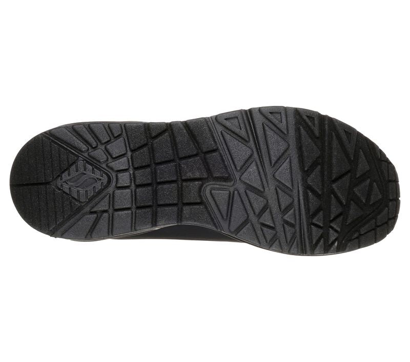 Women's Wide Fit Skechers 73690 Uno - Stand On Air Walking Street Wear Trainers - Black in Black - Image 6