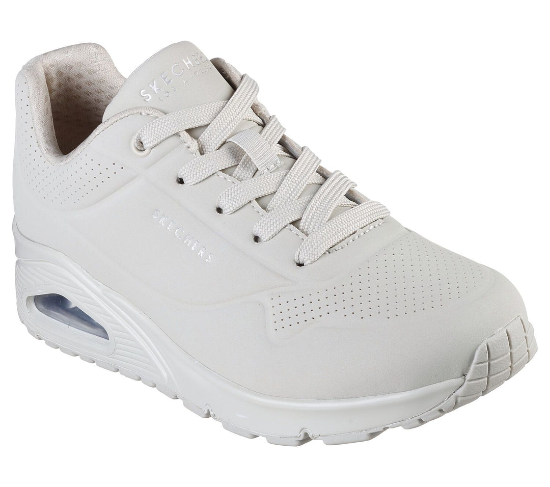 Women's Wide Fit Skechers 73690 Uno - Stand On Air Walking Street Wear Trainers - Off White in Off White - Image 3