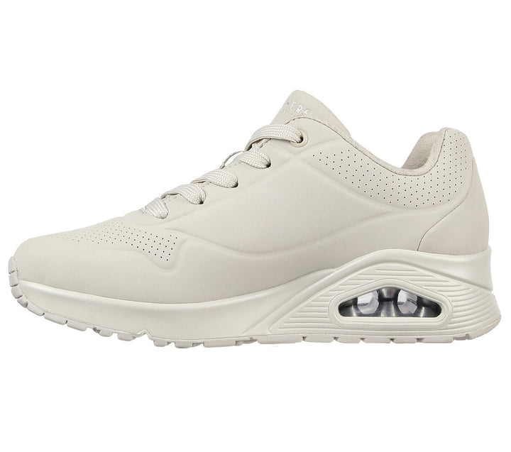 Women's Wide Fit Skechers 73690 Uno - Stand On Air Walking Street Wear Trainers - Off White in Off White - Image 1