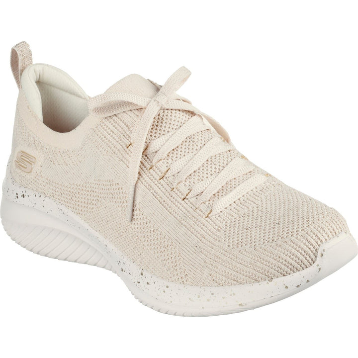 Women's Wide Fit Skechers 149865 Ultra Flex 3.0 - Let's Dance Trainers in Natural/Gold - Image 1