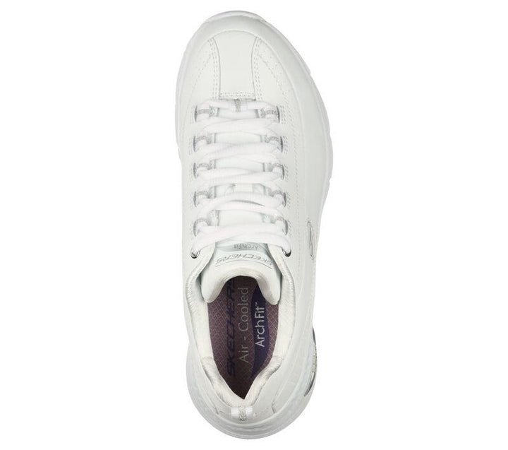 Women's Wide Fit Skechers 149146W Arch Fit Citi Drive Trainers in White/Silver - Image 1