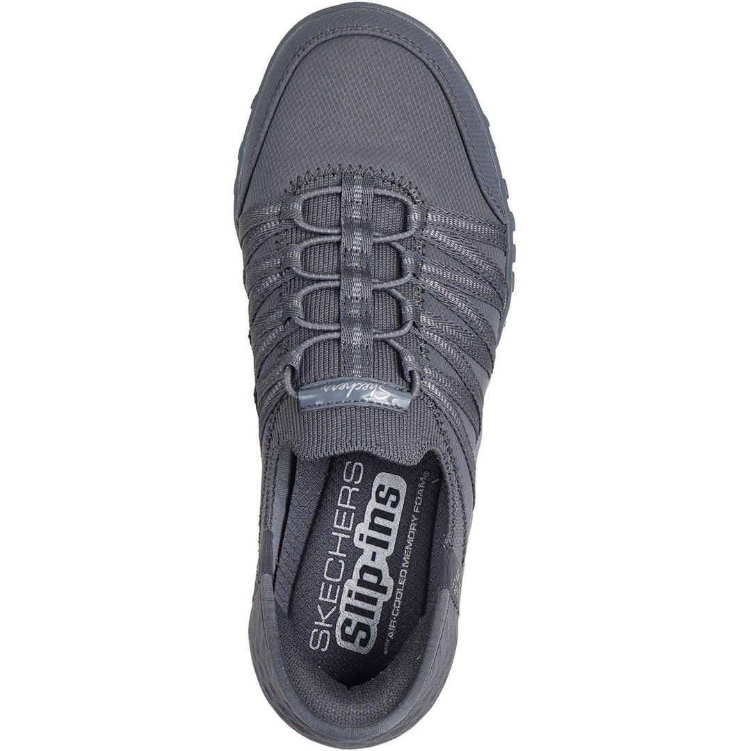Women's Wide Fit Skechers 100593 Breathe Easy Roll Shoes in Black - Image 8