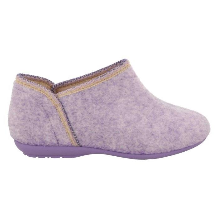 Women's Wide Fit DB Reedmace Ankle Slippers in Lilac Felt - Image 1