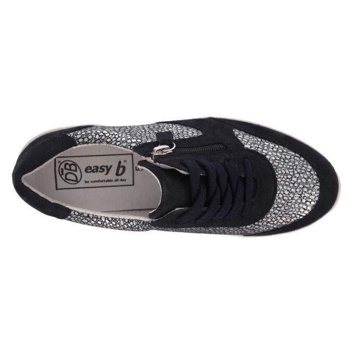 Women's Wide Fit DB Bilberry Trainers in Navy Suede - Image 1