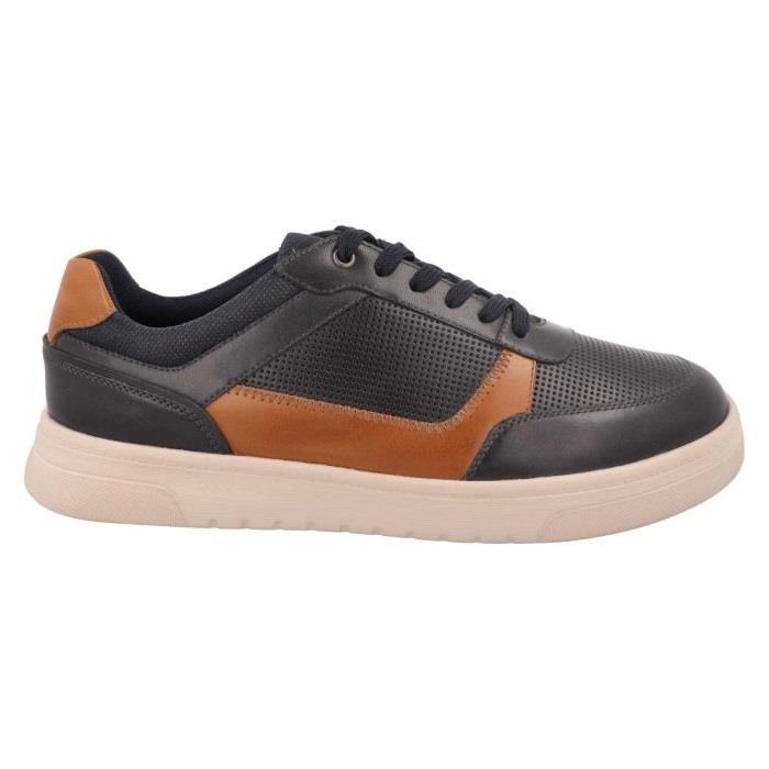 Men's Wide Fit DB Arlo Shoes in Navy / Light Tan Leather - Image 2