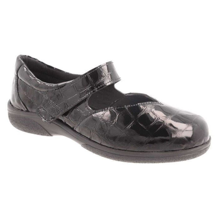Womens Wide Fit DB Gull Shoes in Black - Image 1