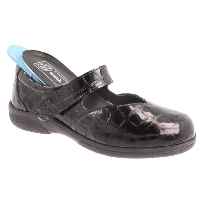 Womens Wide Fit DB Gull Shoes in Black - Image 1