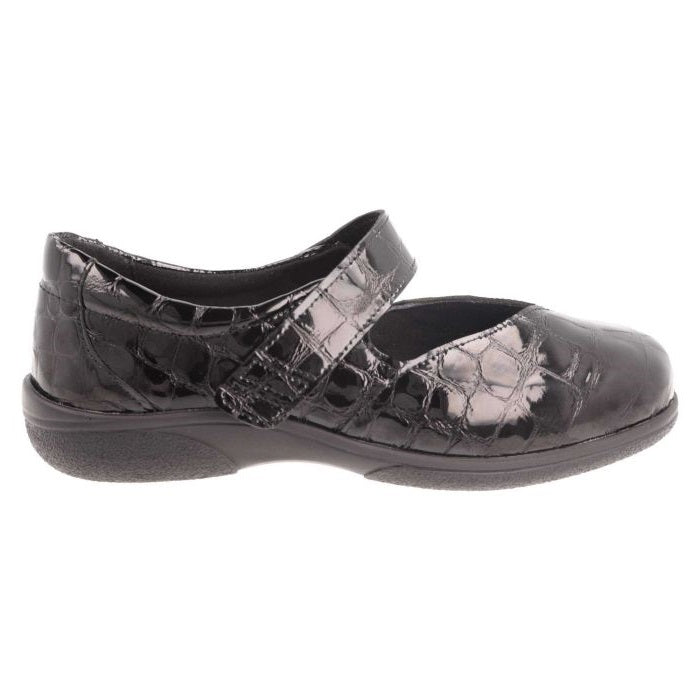 Womens Wide Fit DB Gull Shoes in Black - Image 15