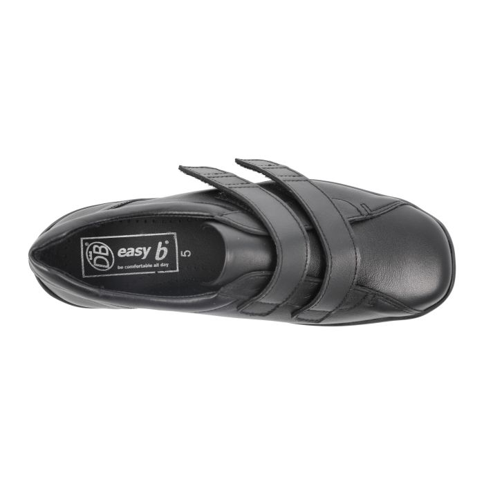 Women's Wide Fit DB Bullfinch Shoes in Black Leather - Image 1