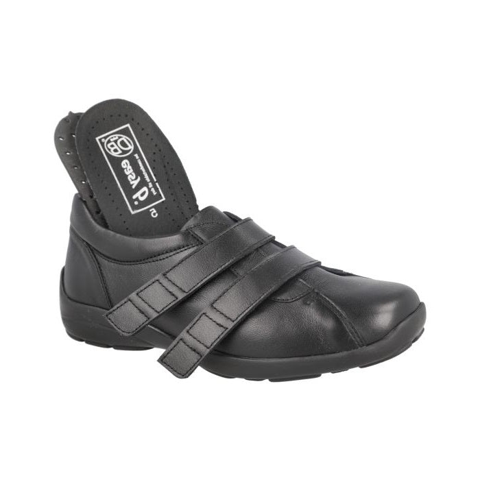 Women's Wide Fit DB Bullfinch Shoes in Black Leather - Image 1