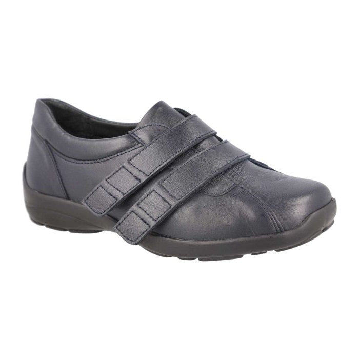 Women's Wide Fit DB Bullfinch Shoes in Black Leather - Image 1