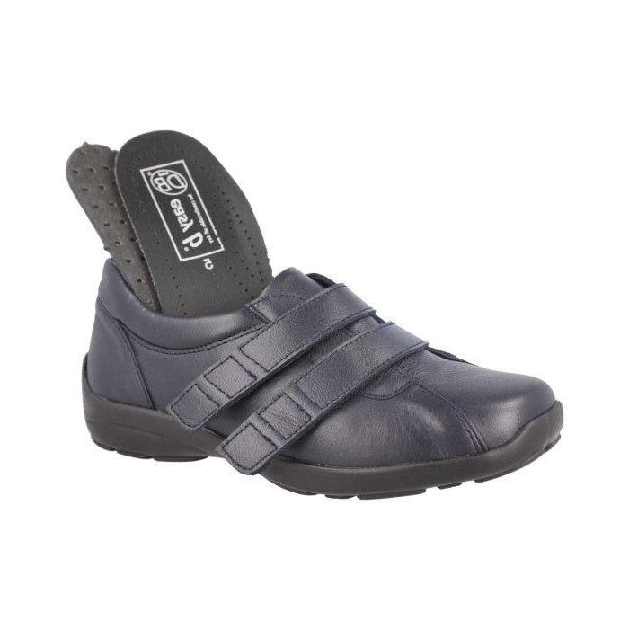 Women's Wide Fit DB Bullfinch Shoes in Black Leather - Image 1