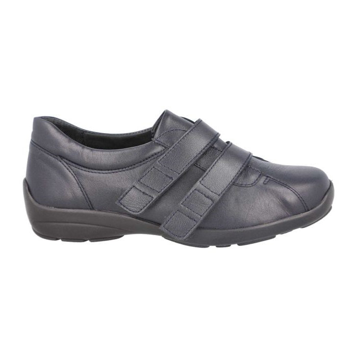 Women's Wide Fit DB Bullfinch Shoes in Black Leather - Image 1