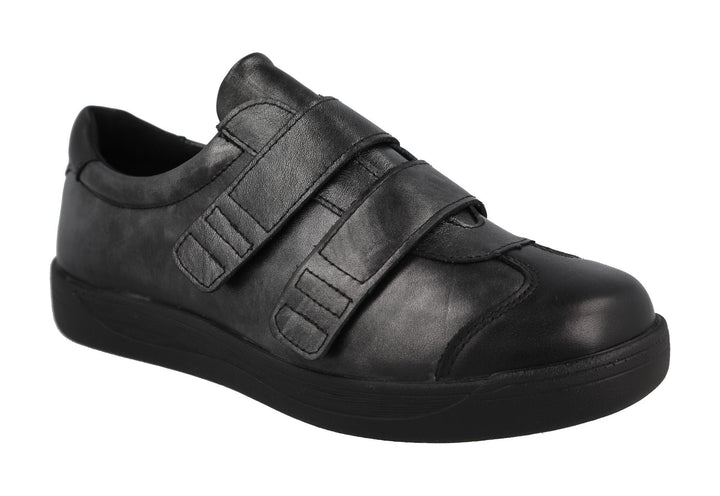 Women's Wide Fit DB Grasshopper Shoes in Black Leather - Image 1