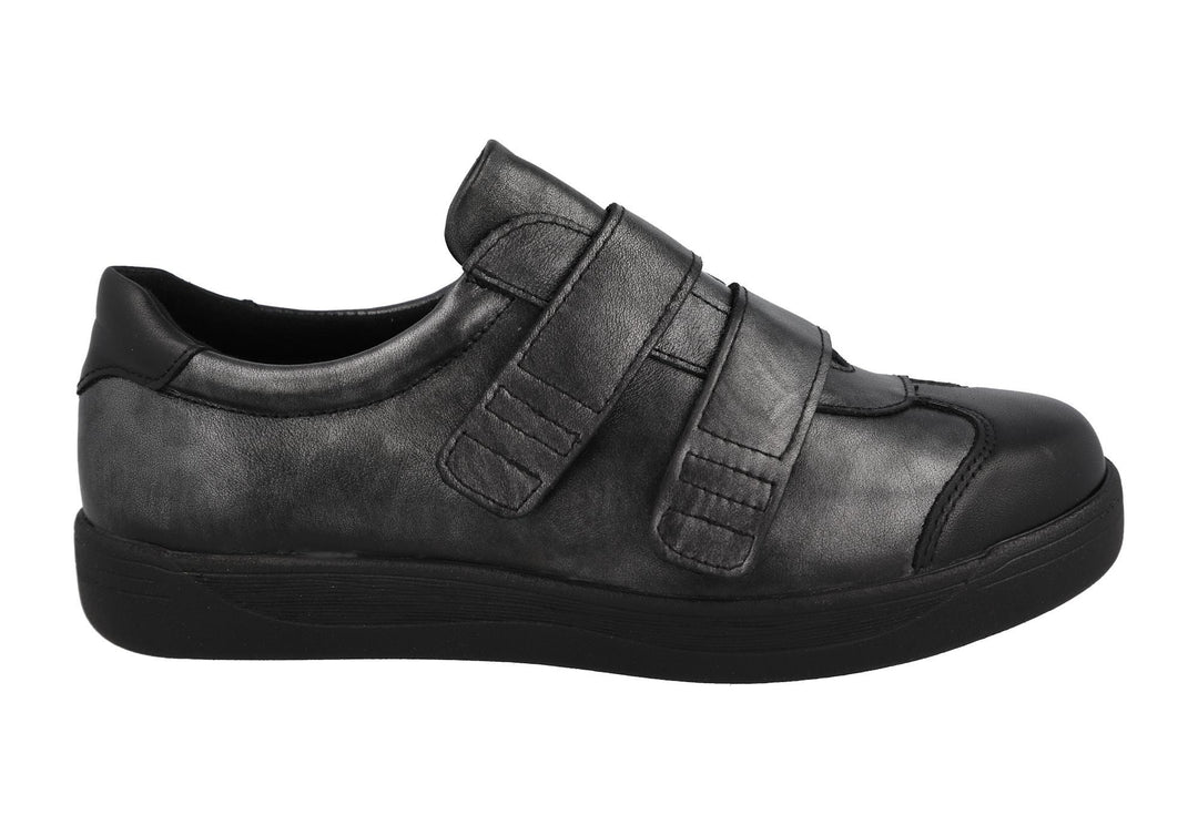 Women's Wide Fit DB Grasshopper Shoes in Black Leather - Image 16