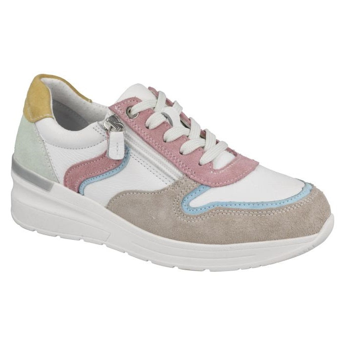 Women's Wide Fit DB Bat Trainers in White Multi - Image 12