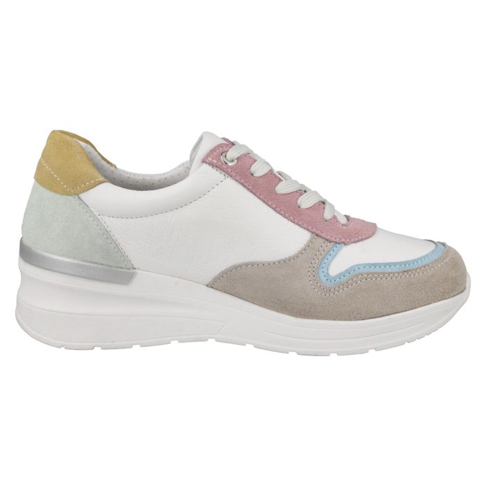 Women's Wide Fit DB Bat Trainers in White Multi - Image 1