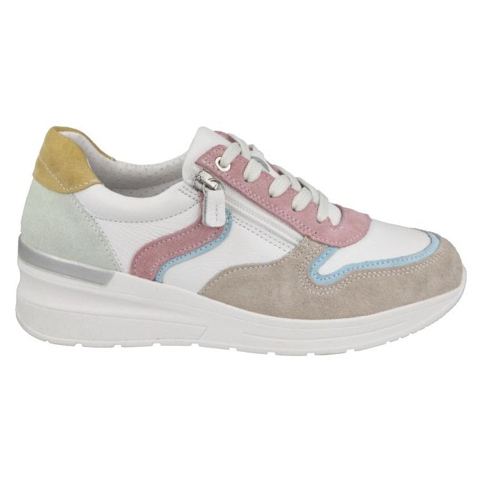 Women's Wide Fit DB Bat Trainers in White Multi - Image 1