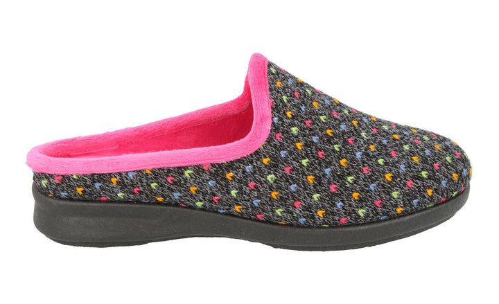 Womens Wide Fit DB Welney Mule Slippers in Black Multi - Image 1