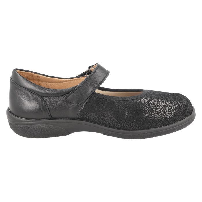 Women's Wide Fit DB Tansy Shoes in Black Leather / Stretch - Image 1