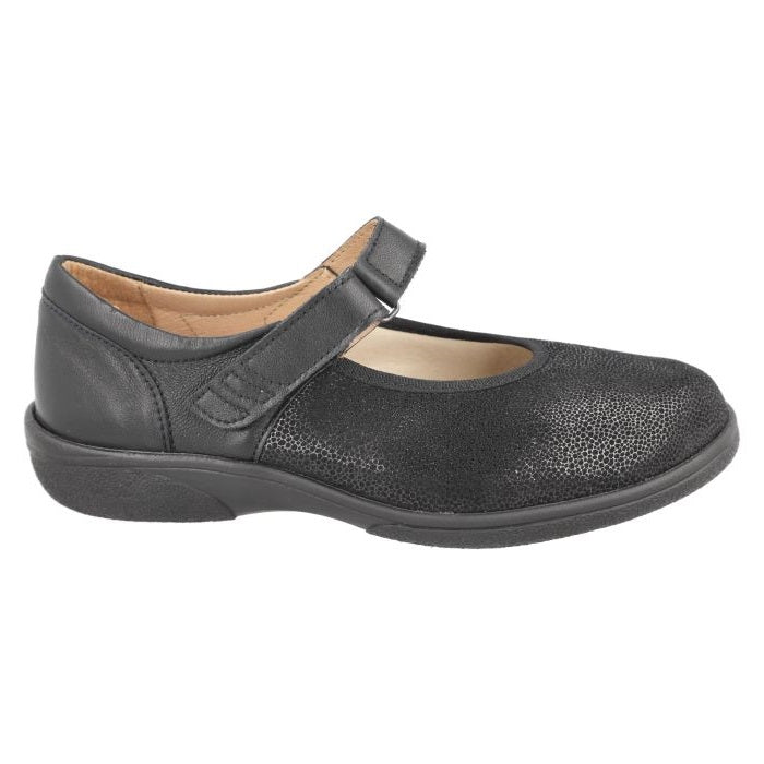 Women's Wide Fit DB Tansy Shoes in Black Leather / Stretch - Image 1