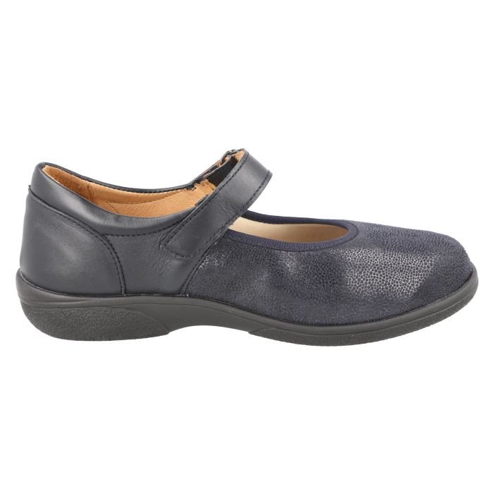 Women's Wide Fit DB Tansy Shoes in Black Leather / Stretch - Image 1