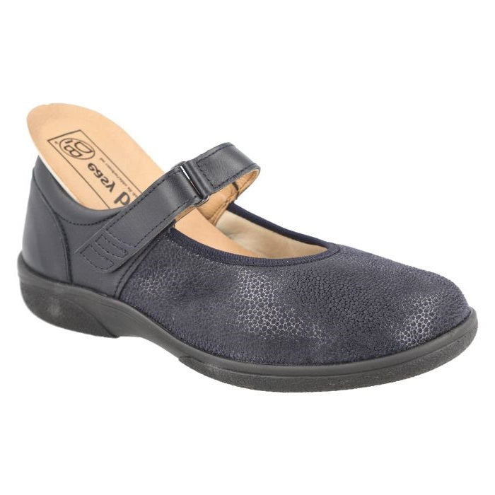 Women's Wide Fit DB Tansy Shoes in Black Leather / Stretch - Image 9