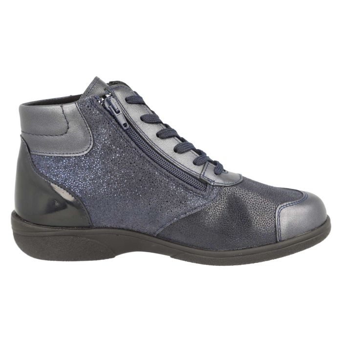 Women's Wide Fit DB Nova Boots in Black Leather / Patent / Stretch - Image 9