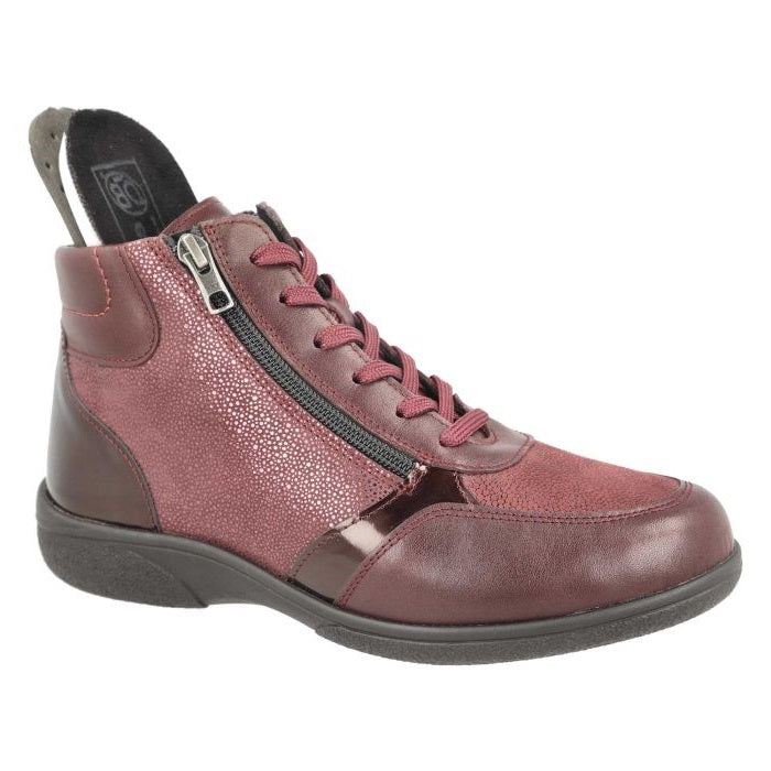 Women's Wide Fit DB Nova Boots in Black Leather / Patent / Stretch - Image 16