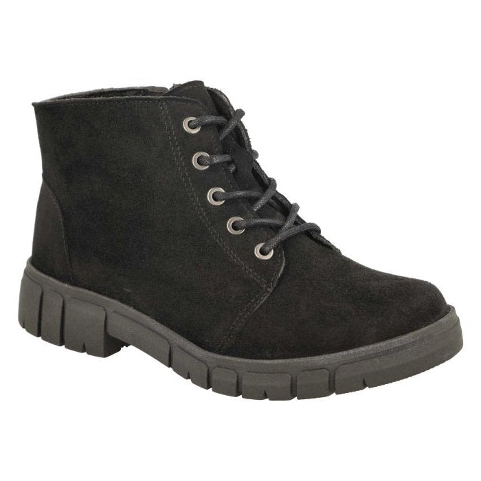 Women's Wide Fit DB Poplar Boots in Black Suedette - Image 3