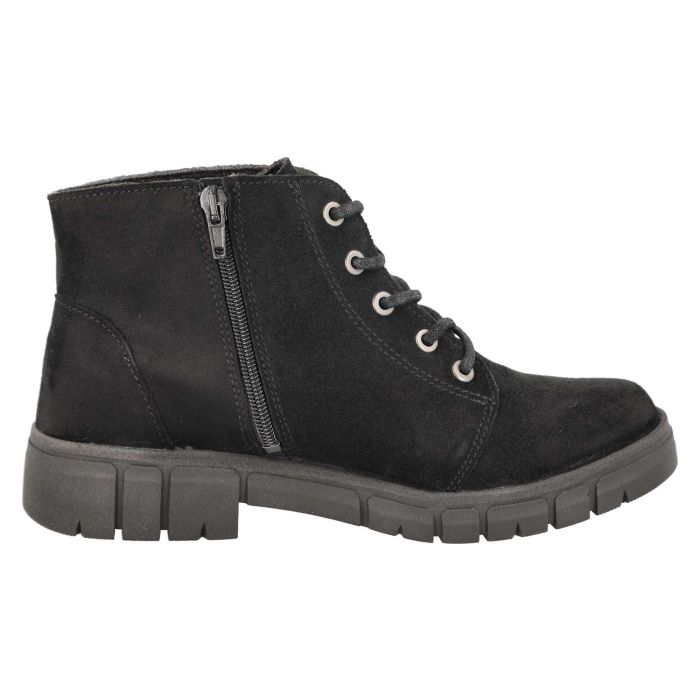 Women's Wide Fit DB Poplar Boots in Black Suedette - Image 1
